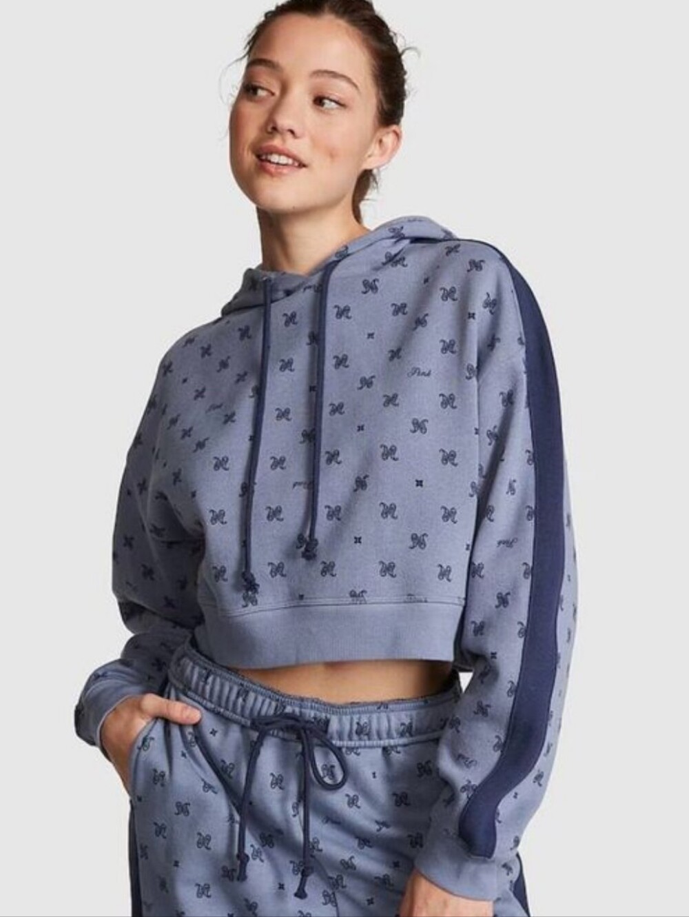 PINK Cropped Oversized Hoodie